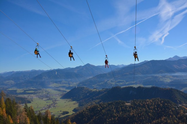 Mit der Zipline ins Tal hinunter, Action pur! © Schladming-Dachstein