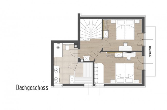 Skizze Appartementtyp Natur 85 m² Dachgeschoß