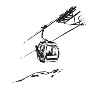 Handzeichnung eines Skiliftes